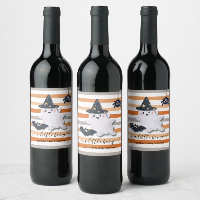 Etiqueta Para Botella De Vino Little Boo Halloween Baby Shower (Botellas)