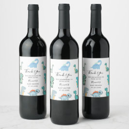 Etiqueta Para Botella De Vino Little Dinosaur Cute Baby Shower