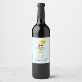 Etiqueta Para Botella De Vino Llama Guay y Sol sonriente Kawaii