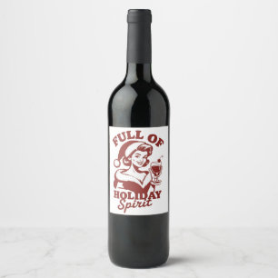 Etiqueta Para Botella De Vino Lleno de espíritu navideño vino snarky Navidad Xma