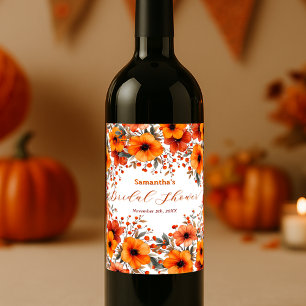 Etiqueta Para Botella De Vino Lluvia de Boda con Marco de Flor de Naranja Rústic