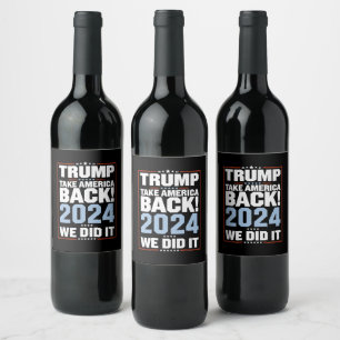 Etiqueta Para Botella De Vino Lo hicimos Trump, presidente de la bandera de Esta