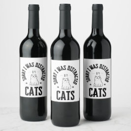 Etiqueta Para Botella De Vino Lo siento, me distraje con los botones de los gato