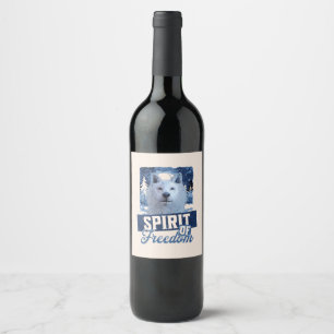 Etiqueta Para Botella De Vino Lobo Ártico Espíritu de Libertad Diseño de Vida Si