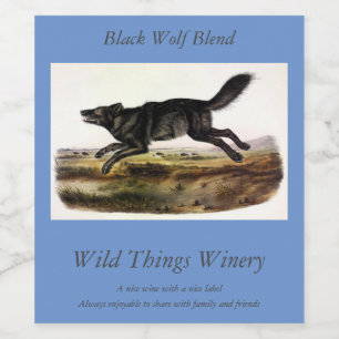 Etiqueta Para Botella De Vino Lobo negro, o lobo norteamericano negro (lupus can