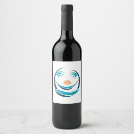 Etiqueta Para Botella De Vino Logo de hamaca de lujo al atardecer