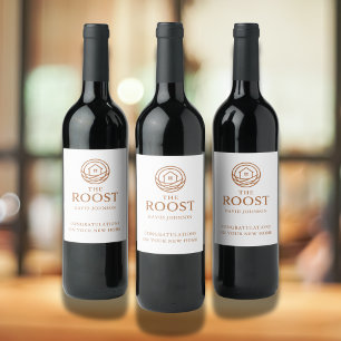 Etiqueta Para Botella De Vino Logotipo de bienes raíces Marketing de inauguració
