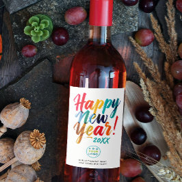 Etiqueta Para Botella De Vino Logotipo de fiesta corporativa de Año Nuevo con pi
