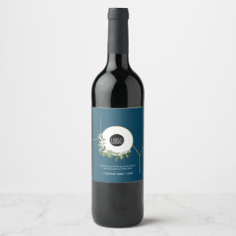Etiqueta Para Botella De Vino Logotipo de Joy Business Felices Fiestas Azul