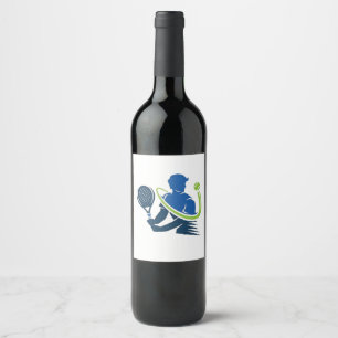 Etiqueta Para Botella De Vino Logotipo del Club de Tenis - Acción Dinámica, Esti