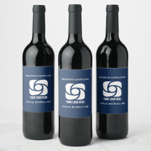 Etiqueta Para Botella De Vino Logotipo empresarial azul marino para fiesta de em