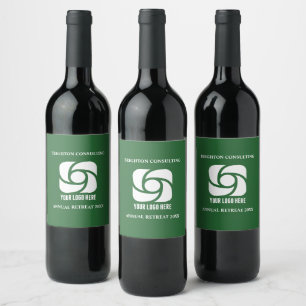 Etiqueta Para Botella De Vino Logotipo Empresarial Verde Fiesta de Empresa Perso