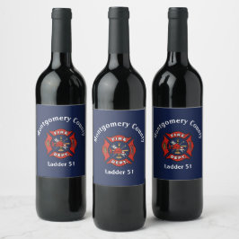 Etiqueta Para Botella De Vino Logotipo personalizado del Departamento de Bombero