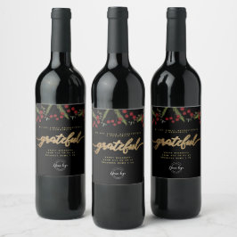 Etiqueta Para Botella De Vino Logotipo personalizado Foliares botánicos “Agradec
