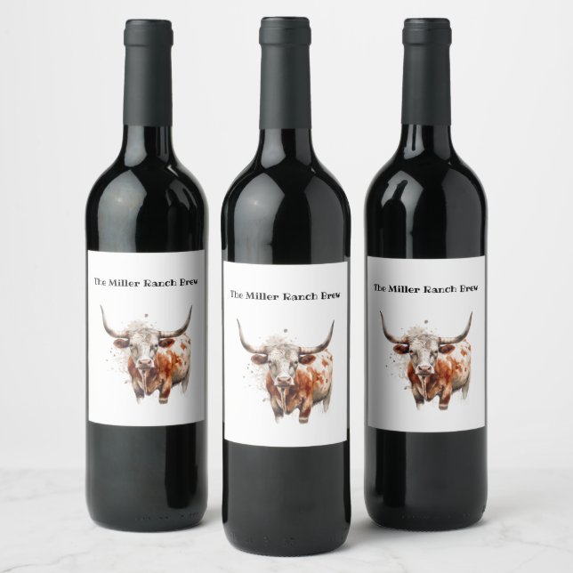 Etiqueta Para Botella De Vino Longhorn Legacy, custom   (Botellas)