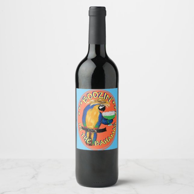 Etiqueta Para Botella De Vino Loros de Fiesta (Anverso)