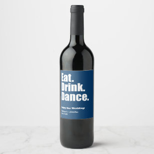 Etiqueta Para Botella De Vino Los azules marinos comen. Bebida. Danza. El