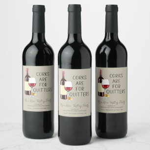 Etiqueta Para Botella De Vino "Los Corchos Son Para Quitters" Acuarela Fiesta Vi
