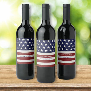 Etiqueta Para Botella De Vino Los E.E.U.U. bandera americana personalizado