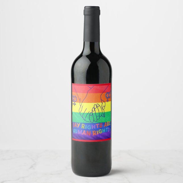 Etiqueta Para Botella De Vino Los gays tienen derechos (Anverso)