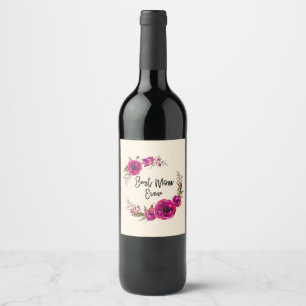 Etiqueta Para Botella De Vino Los Papeles Florales De Fuchsia Rosa Eran La Mejor