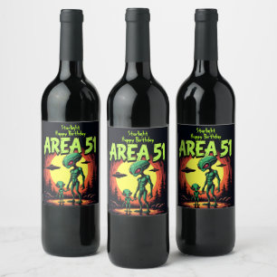 Etiqueta Para Botella De Vino Los Seres Extraterrestres Aparecen Cerca De La Zon