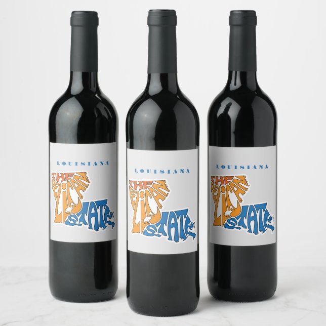 Etiqueta Para Botella De Vino Louisiana Nickname Word Art (Botellas)