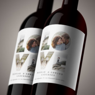 Etiqueta Para Botella De Vino Love 4 foto simple regalo personalizado moderno