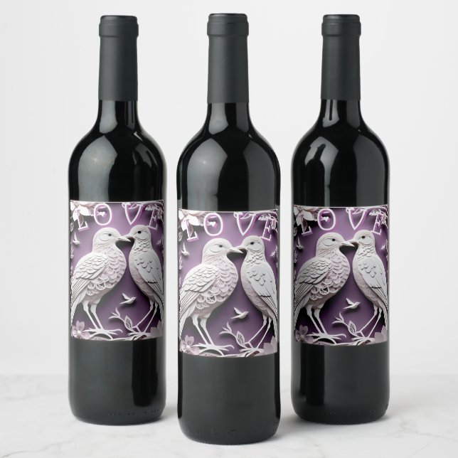 ETIQUETA PARA BOTELLA DE VINO LOVEBIRDS (Botellas)