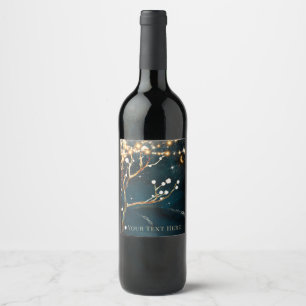 Etiqueta Para Botella De Vino Luces de árbol de noche rústica Boda de noche estr