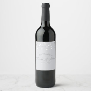 Etiqueta Para Botella De Vino Luces de Cadena Blancas Grises Modernas Elegantes