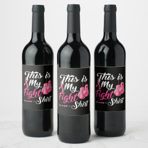 Etiqueta Para Botella De Vino Lucha Contra El Cáncer De Mama Luchador De Boxeo D