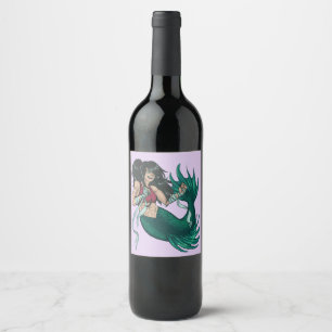 Etiqueta Para Botella De Vino Luchando contra la sirena verde y la dura fantasía