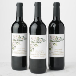 Etiqueta Para Botella De Vino Lujo Blancas Lilas Imperiales Rosas Ducha de Novia