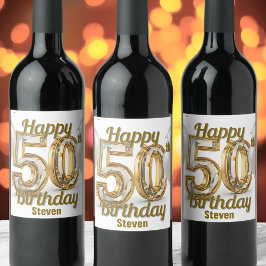 Etiqueta Para Botella De Vino Lujoso y lujoso Golden Elegant 50 cumpleaños