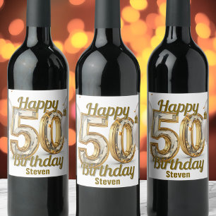 Etiqueta Para Botella De Vino Lujoso y lujoso Golden Elegant 50 cumpleaños