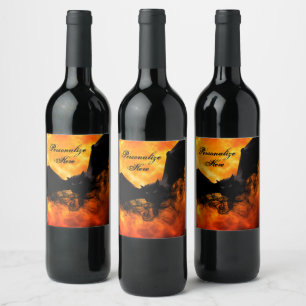 Etiqueta Para Botella De Vino Luna de la barba y la cosecha otoño naranja negro 
