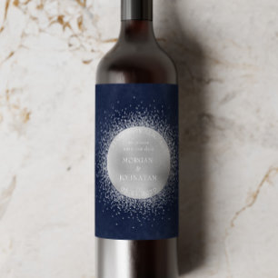 Etiqueta Para Botella De Vino Luna De Plata Celestial Ahorra La Fecha