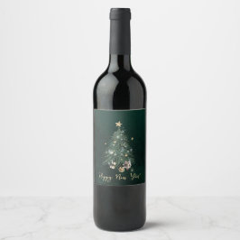 Etiqueta Para Botella De Vino Luxurious, artistic design with a festive tree