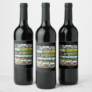 Etiqueta Para Botella De Vino Machu Picchu Felicidad al Perú