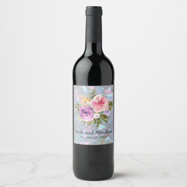 Etiqueta Para Botella De Vino Madre Perla Falsa  (Anverso)