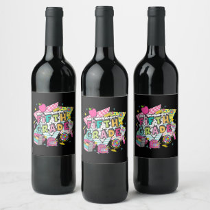 Etiqueta Para Botella De Vino Maestros Estudiantes Retro 90s Regreso a la Escuel