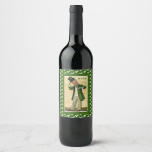 ETIQUETA PARA BOTELLA DE VINO MAGA DONALD TRUMP ST. PATRICK'S DAY IRISH