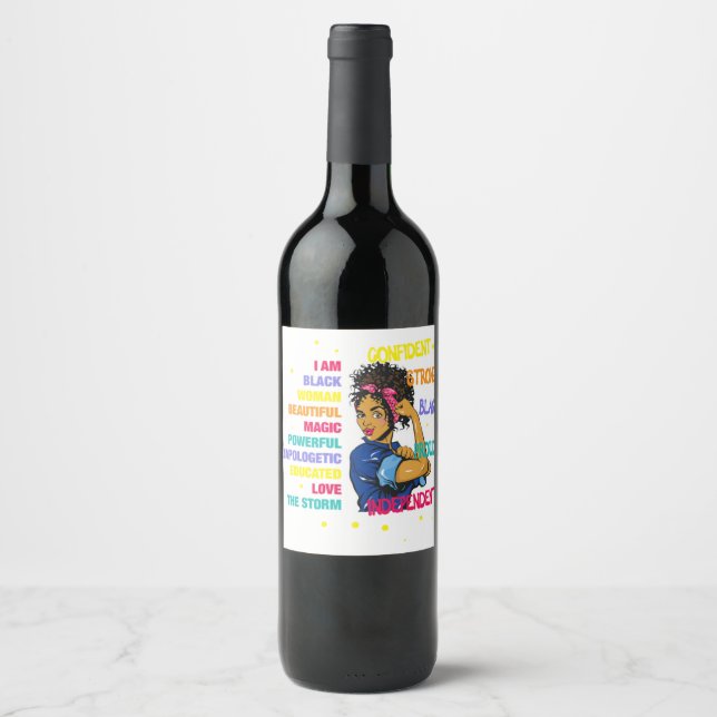 Etiqueta Para Botella De Vino Magia Chica negro educada 77 (Anverso)