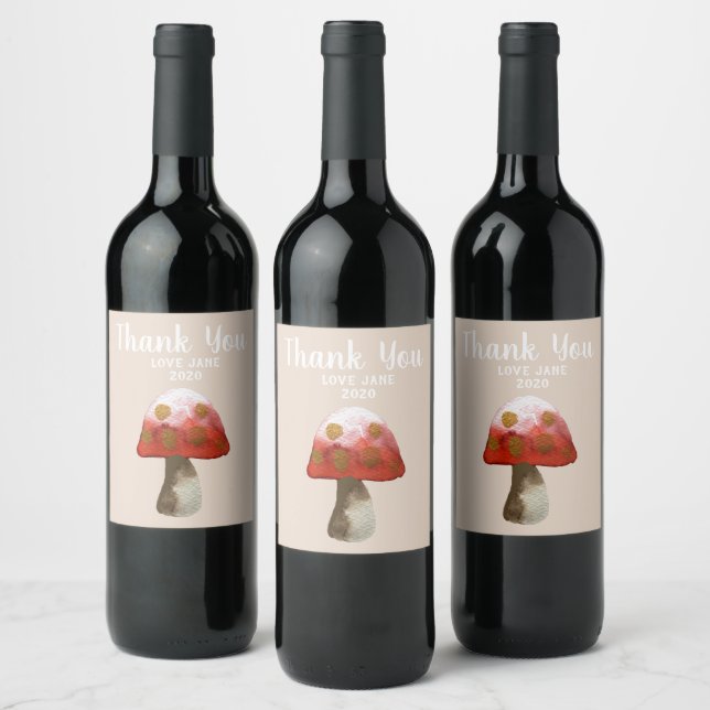 Etiqueta Para Botella De Vino Magia de setas rojas (Botellas)