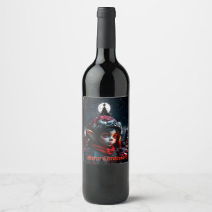 Etiqueta Para Botella De Vino Magia del elfo gótico bajo la luna llena.