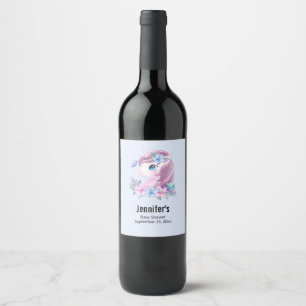 Etiqueta Para Botella De Vino Magnífica bebé Unicornio con grandes ojos Baby S
