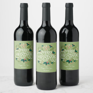 Etiqueta Para Botella De Vino Magnífica tipografía navideña
