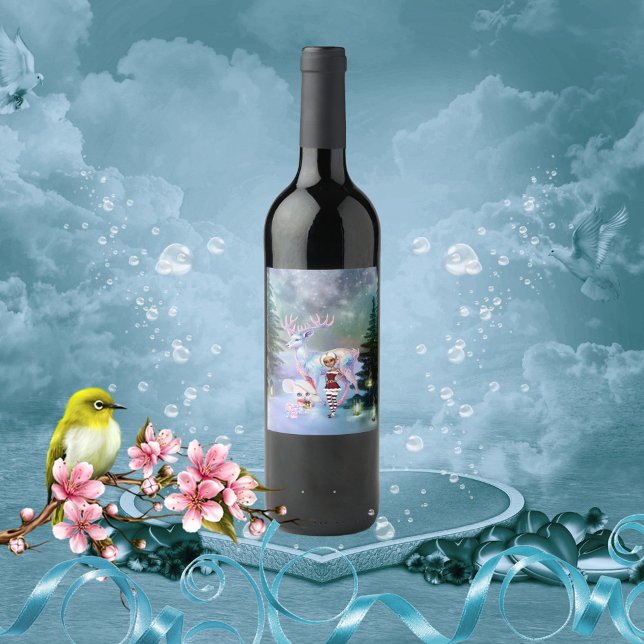 Etiqueta Para Botella De Vino Magnífico reno (Wondeful fantasy reindeer)