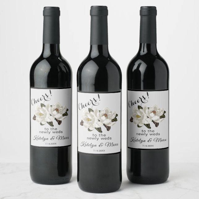 Etiqueta Para Botella De Vino Magnolias (Botellas)